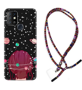 INFINIX Hot 8 9 10 11S Hot 10 Play 10T Kılıf Boyun Asklı Rasta Silikon Space Woman 1311