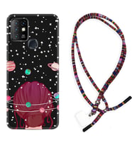 INFINIX Hot 8 9 10 11S Hot 10 Play 10T Kılıf Boyun Asklı Rasta Silikon Space Woman 1311