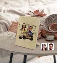 BK Gift Kişiye Özel Sevgililer Karikatürlü Dekoratif Ahşap Çerçeve Model 96