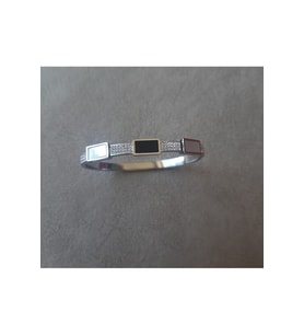Çelik Siyah Beyaz Cartier Model Bileklik Gümüş Renk