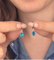 925 Ayar Gümüş Aquamarine Taşlı Sallantılı Küpe