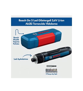 GO 3 3.6V Akülü Vidalama Makinesi 3 Ledli Şarjlı Tornavida