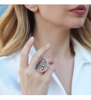 Turkuaz Taşlı Rose Gold Kaplama Gümüş Yüzük