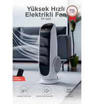 Vantilatör Kule Tipi Uzaktan Kumandalı Dijital Göstergeli Elektrikli Fan TF001 Beyaz