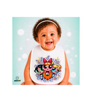 Powerpuff Girls Keten Bebek Mama Önlüğü – Yumuşak, Emici, Yıkanabilir, Özel Tasarım P164