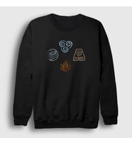 Presmono Unisex Siyah Symbols Anime Avatar The Last Airbender Sweatshirt 262681tt