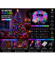 10 Metre 100 LEDLİ RGB Renkli Peri Led Işık 8 Fonksiyon Dekoratif Yılbaşı Ağacı Parti Ev Oda Süsleme