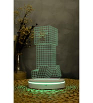 3D Minecraft Creeper LED Lamba, 16 Renkli Dekoratif Gece Lambası (Krem)