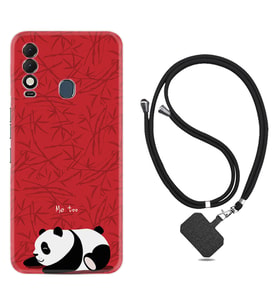 Tecno Spark 8T Kılıf Resimli Boyun Askılı İpli Desenli Silikon Series Sleeping Panda 1810