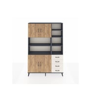 Arges Dolap 9 Raflı 4 Çekmeceli 4 Kapaklı 132x30x195 Antrasit-Çam/Aytaşı