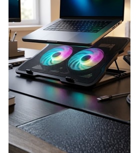 Ayarlanabilir Laptop Soğutucu Çift Fan RGB LED'li Sessiz Çalışan