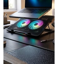 Ayarlanabilir Laptop Soğutucu Çift Fan RGB LED'li Sessiz Çalışan