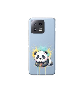 Xiaomi Mi 13 Pro ile Uyumlu Splash Panda Tasarımlı Şeffaf Silikon Kılıf