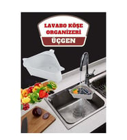 ModaCar Barazza Üçgen Lavabo Köşe Süzgeçli Organizer BEYAZ