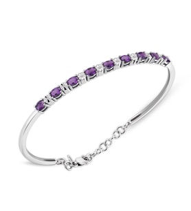 2.10 Ct Pırlantalı Oval Ametist Bilezik (Beyaz)