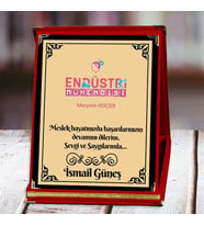 Endüstri Mühendisi Baskılı Plaket (3. Tasarım)  Kişiye Özel (Kırmızı)