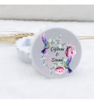 30 Adet Nikah Şekeri Ekonomik Kapak Açacak Magnet Kuş Baskılı-
