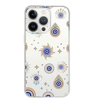 PrintiFy Apple  iPhone 13 Pro Max ile Uyumlu 1mm Slim Fit Nazar Boncuğu 5 Baskılı Şeffaf  Kılıf