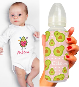 eJOYA Kişiye Özel Zıbın Ve Biberon Bebek Hediye Seti 110153 (Pembe)
