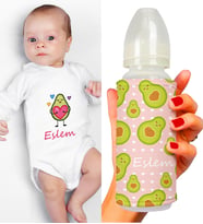 eJOYA Kişiye Özel Zıbın Ve Biberon Bebek Hediye Seti 110153 (Pembe)