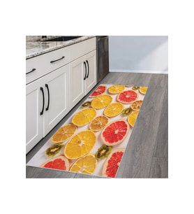 Rovigo Home Dijital Baskı Yıkanabilir Kaymaz Taban Mutfak Halısı RVG2094-SD095 (Sarı)