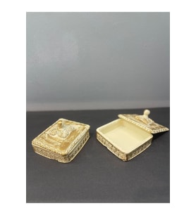 Dekoratif Polyester İkili Takı Seti Krem Gold Eskitme