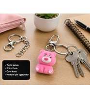 Pinky Bear Tüylü Peluş Charm Anahtarlık Sevimli Ayıcık Çanta Aksesuarı Hediye