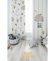 Tavşan ve Ayıcık-2 Desenli Baskılı Çocuk ve Bebek Odası Fon Perdesi 2 Kanat - PRD-04-2
