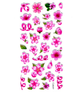 Sticker Kabartmalı Stiker Defter, Planlayıcı Etiket (Ldg017)-17x9 cm - Pembe Çiçekler