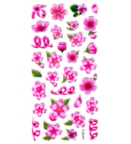 Sticker Kabartmalı Stiker Defter, Planlayıcı Etiket (Ldg017)-17x9 cm - Pembe Çiçekler