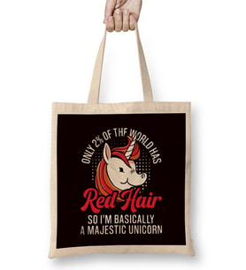 Red Hair Unicorn Magic Redhead Ginger Red Orange Haired Bez Çanta Uzun Saplı