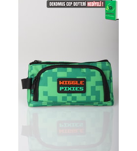 x Dekomus Lisanslı Creeper Piksel Desenli Kalem Çantası