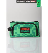 x Dekomus Lisanslı Creeper Piksel Desenli Kalem Çantası