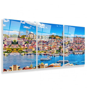 İstanbul Manzara Üçlü Cam Tablo