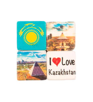 Kazakistan Temalı Dörtlü Taş Magnet (Karışık)