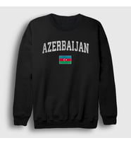 Presmono Unisex Beyaz Bayrak Flag V2 Azerbaycan Azerbaijan Sweatshirt 536643tt (Siyah)