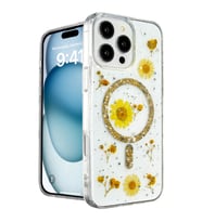 Iphone 16 Kılıf Daisy Simli Magsafe Kapak - Gold