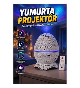 Dinozor Yumurtası Tasarımlı Renk Değiştiren Gece Lambası ve Yıldız Projektörü