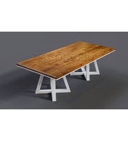 Ntconcept Özel İmalat Açık Ceviz Renk Metal Beyaz Ayak Masif Ağaç Toplantı Masası(100cm-200cm)