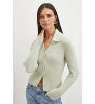 Mint Yeşili Tüylü Crop Hırka