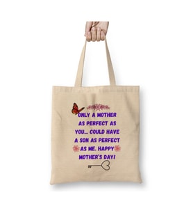 Anneler Günü Mother’s Day Sayings & Quotes For Mom Beyaz Bez Çanta Alışveriş Çantası Plaj Çantası