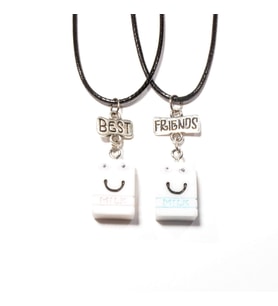 TEDZ COLLECTİON Blue Pink Milk Arkadaşlık Kolyesi