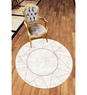 Kemik Prizma Kaymaz Tabanlı Yıkanabilir Yuvarlak Halı AR398 - 100 x 100 cm