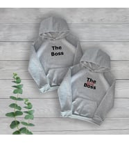 The Real Boss Baskılı Sevgili Çift Hediye 2'li Gri Oversize Sweatshirt