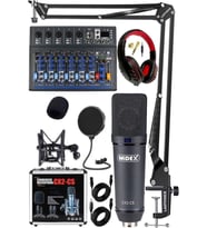 Midex Wizard Paket-4 CX2 Stüdyo Mikrofon MDX-07FXU Stüdyo Kayıt Mikseri Kulaklık Ekipman Seti