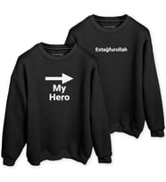 My Hero -> Estağfurullah Baskılı Sevgili Kombini Siyah Oversize Sweatshirt