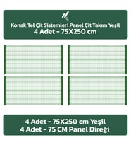KONAK TEL ÇİT SİSTEMLERİ 4 ADET TAKIM PANEL ÇİT TELİ 75X250 CM (Yeşil)