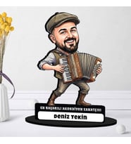 Akordiyon Sanatçısına Hediye Kişiye Özel Karikatürlü Biblo