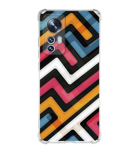 Xiaomi Mi 12 Pro Uyumlu Köşe Korumalı Antişok Kapak Labirent Grafiti Tasarımlı Şeffaf  Kılıf