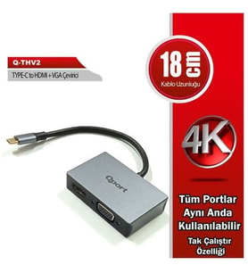 Qport Q-Thv2 Type-C To Hdmı/Vga Çevirici